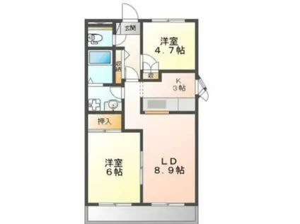 GRACEVILLA(2LDK/2階)の間取り写真