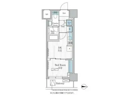 パークアクシス東陽町レジデンス(1DK/2階)の間取り写真