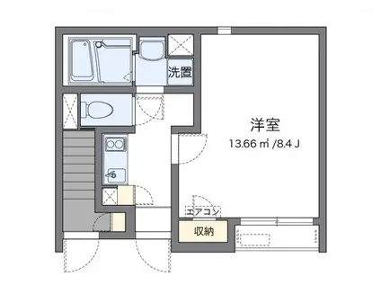 クレイノエクセルハジメII(1K/1階)の間取り写真