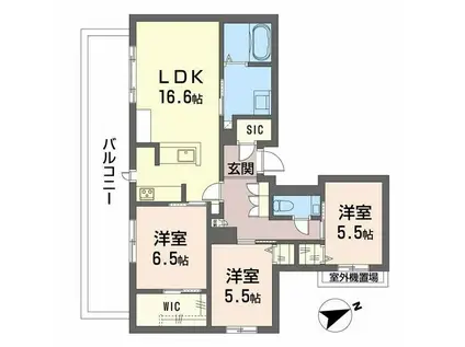 シャーメゾン六本松南(3LDK/4階)の間取り写真
