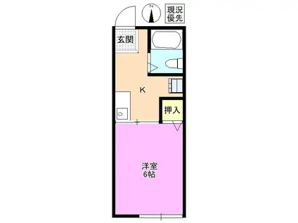 シティハイムカミジョウ(1K/2階)の間取り写真