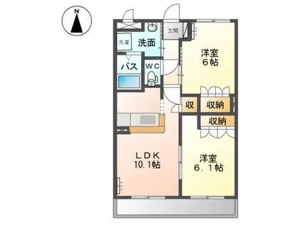 ヒーリングカーサB(2LDK/2階)の間取り写真