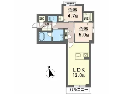AXIS助信(2LDK/3階)の間取り写真