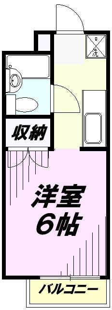 狭山フラッツ(1K/2階)の間取り写真