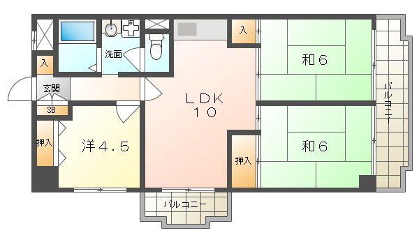 西尾ハイツ(3LDK/3階)の間取り写真