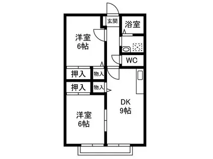 メゾン小土ヶ丘 B(2DK/2階)の間取り写真