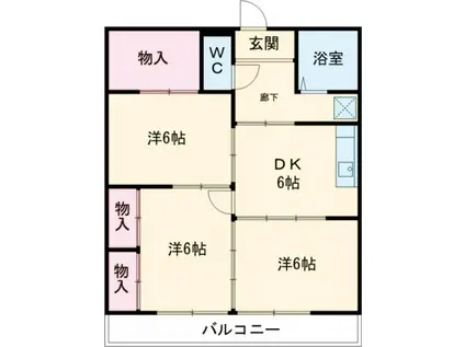 サザンクロス(3DK/2階)の間取り写真