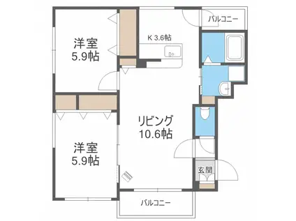 パレスイン南郷I(2LDK/2階)の間取り写真