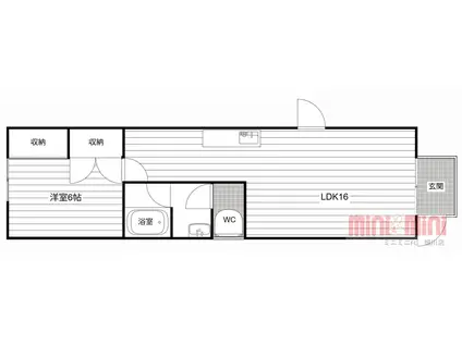 イエローハウスII(1LDK/2階)の間取り写真