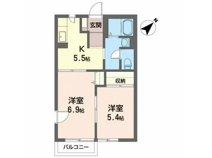 シャーメゾン(2K/1階)の間取り写真