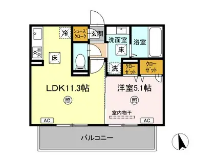 ランドマーク(1LDK/1階)の間取り写真