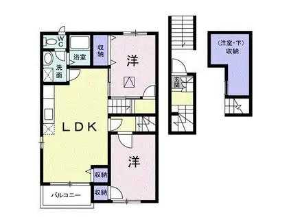 グリーンフェアリーB(2LDK/2階)の間取り写真