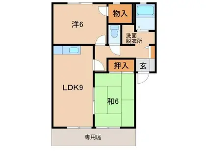 グリーンフル紀の川(2LDK/1階)の間取り写真