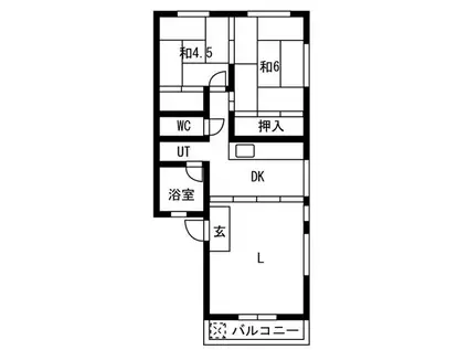 ランマンション(1LDK/3階)の間取り写真