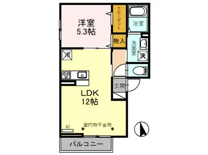 愛宕ビューハイツ 3(1LDK/2階)の間取り写真
