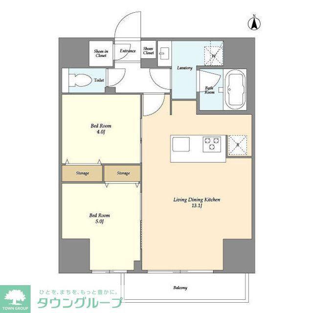 クラリティア西日暮里(2LDK/12階)の間取り写真