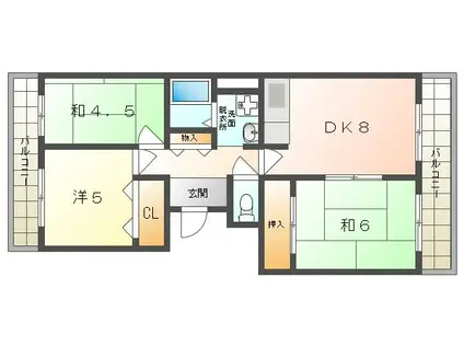 エバーグリーン門真(3DK/1階)の間取り写真