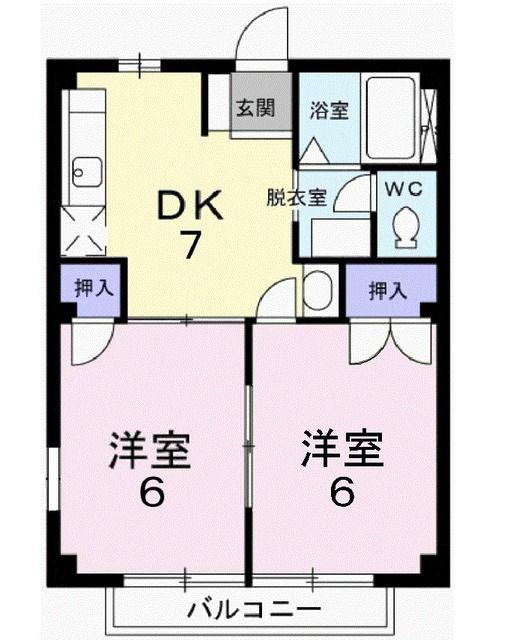 サンパステルA(2DK/1階)の間取り写真
