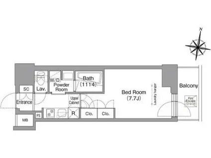 コンフォリア南品川(1K/14階)の間取り写真