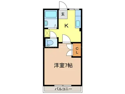 北条ライブタウンB(1K/1階)の間取り写真