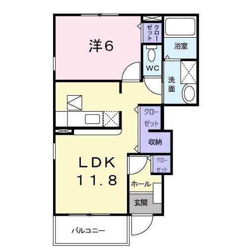 グレースガーデン B(1LDK/1階)の間取り写真