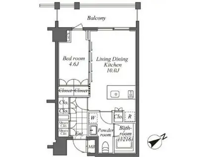 オーパスレジデンス恵比寿(1LDK/2階)の間取り写真