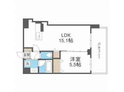 マストライフ南4条(1LDK/6階)の間取り写真