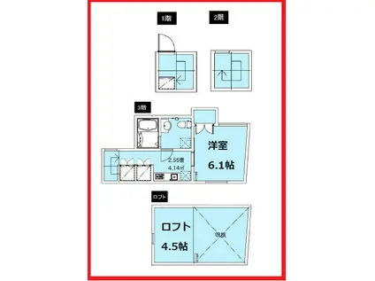 フェア町屋Ⅱ(1K/3階)の間取り写真