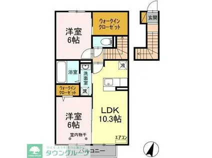 エスポワールB(2LDK/2階)の間取り写真