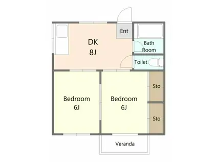 第一綾西ハイツ(2DK/2階)の間取り写真