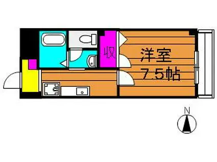 ビューハイツ吉備路(1K/2階)の間取り写真
