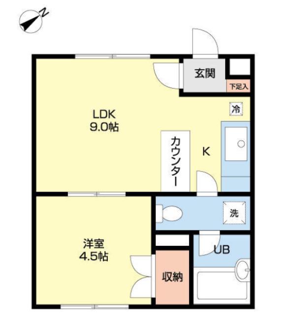 ΑNEXT東札幌第2(1DK/2階)の間取り写真