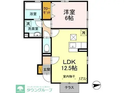 ロイヤルヒルズP(1LDK/1階)の間取り写真