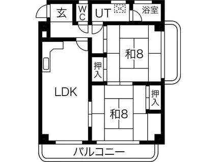 惣町サンハイツ2号棟(2LDK/3階)の間取り写真