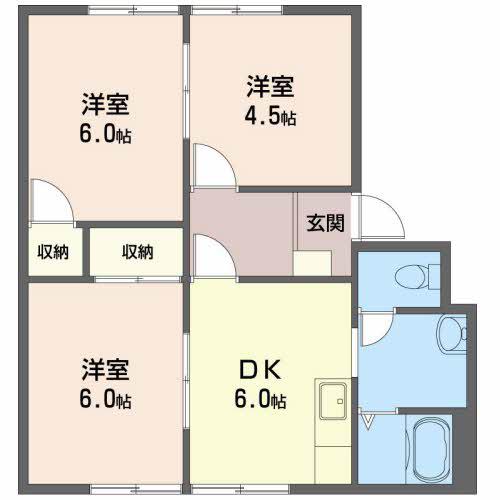 フレグランス有光 A棟(3DK/2階)の間取り写真
