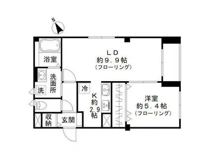 ラシーネ扇サクラ(1LDK/1階)の間取り写真