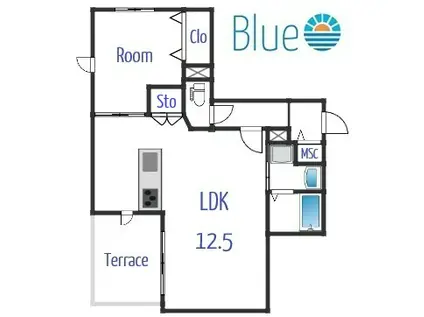 キャリアライズ湘南(1LDK/1階)の間取り写真