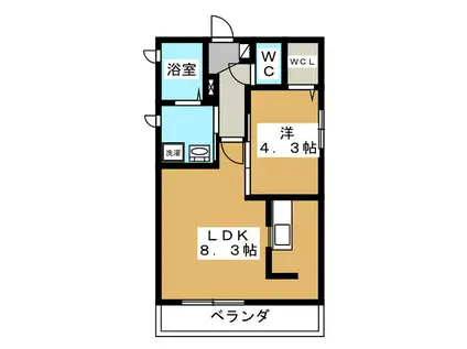 ルミエール(1LDK/1階)の間取り写真