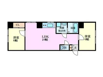 鷹野橋マンション(2LDK/3階)の間取り写真