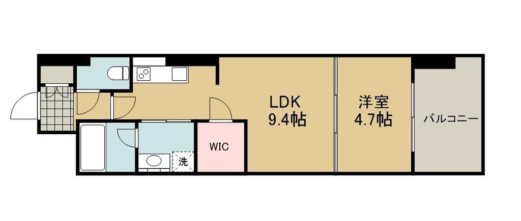 シーズンフラッツ上杉(1LDK/9階)の間取り写真