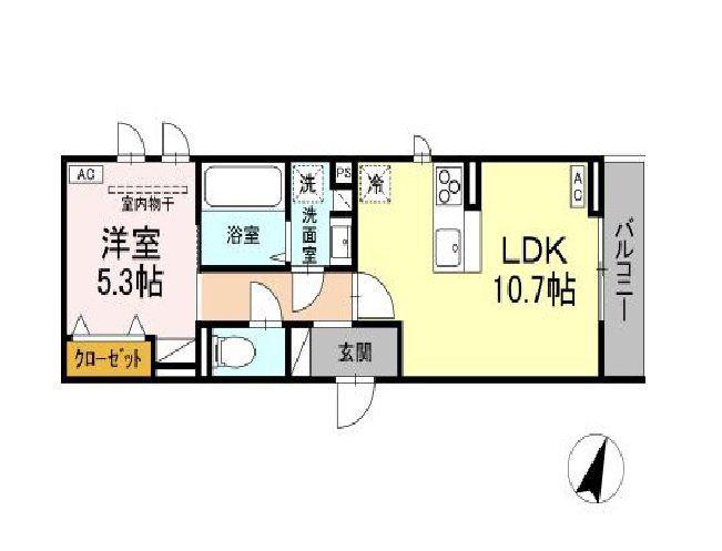 セレスティア大和町(1LDK/3階)の間取り写真
