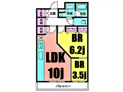 ライオンズステージ関内メダリオン(1SLDK/8階)の間取り写真