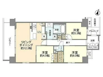 ドレッセ南馬込ブルームレジデンス(3LDK/7階)の間取り写真