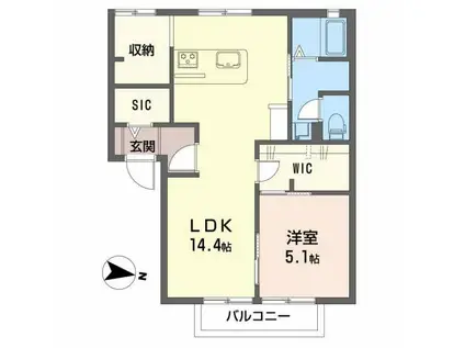 メゾンモンハイム南(1LDK/1階)の間取り写真