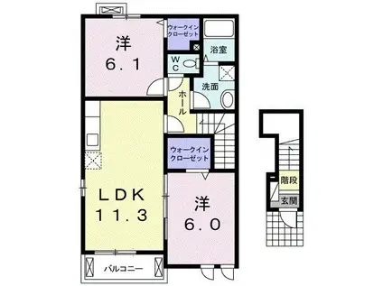 アメニティ III(2LDK/2階)の間取り写真