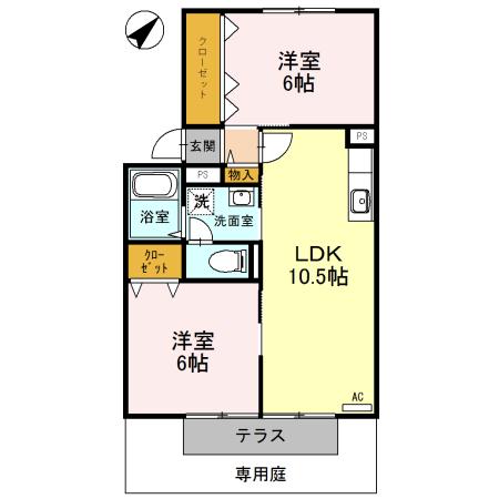 リサージュ8(2LDK/1階)の間取り写真