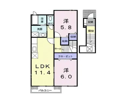 エンゼルパークIII(2LDK/2階)の間取り写真