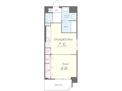 スカイラグーナ(1DK/4階)の間取り写真