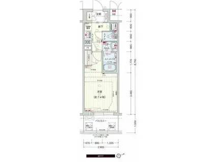 プレサンス ジェネ 浅草イースト(1K/6階)の間取り写真