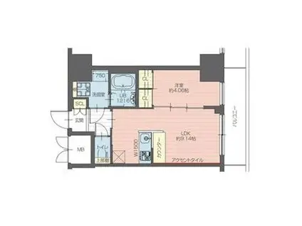 プレジオ永和EURO(1LDK/12階)の間取り写真